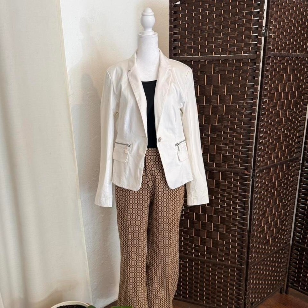 Michael Kors White Tailored Blazer Minimalist OfficeCore Style Size 12